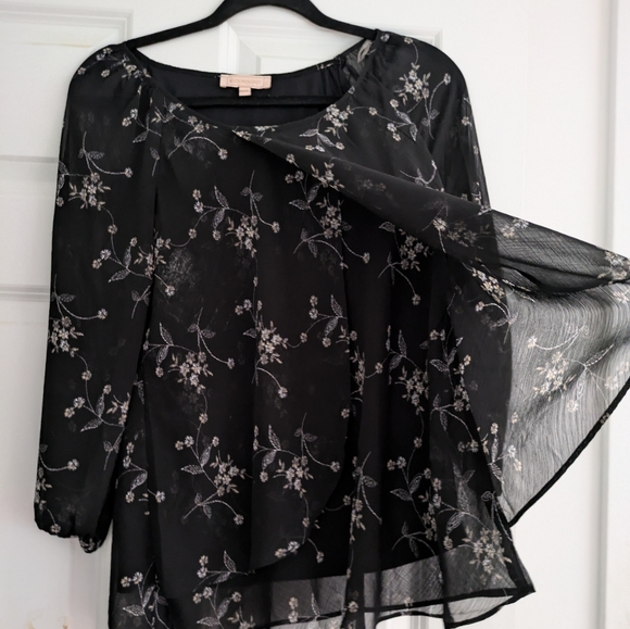 Blousology blouse round neck sheer ish M - Picture 3 of 8